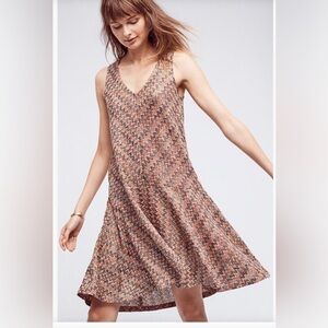 Anthropologie Maeve Westwater Chevron‎ Print Knit Drop Waist Dress Size XL